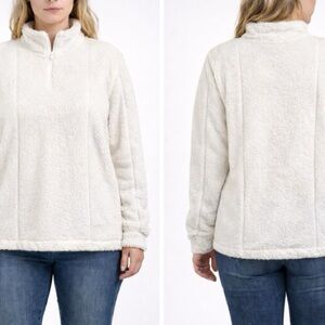 L.L. Bean Cozy Sherpa Half-Zip Pullover Jacket - Cream